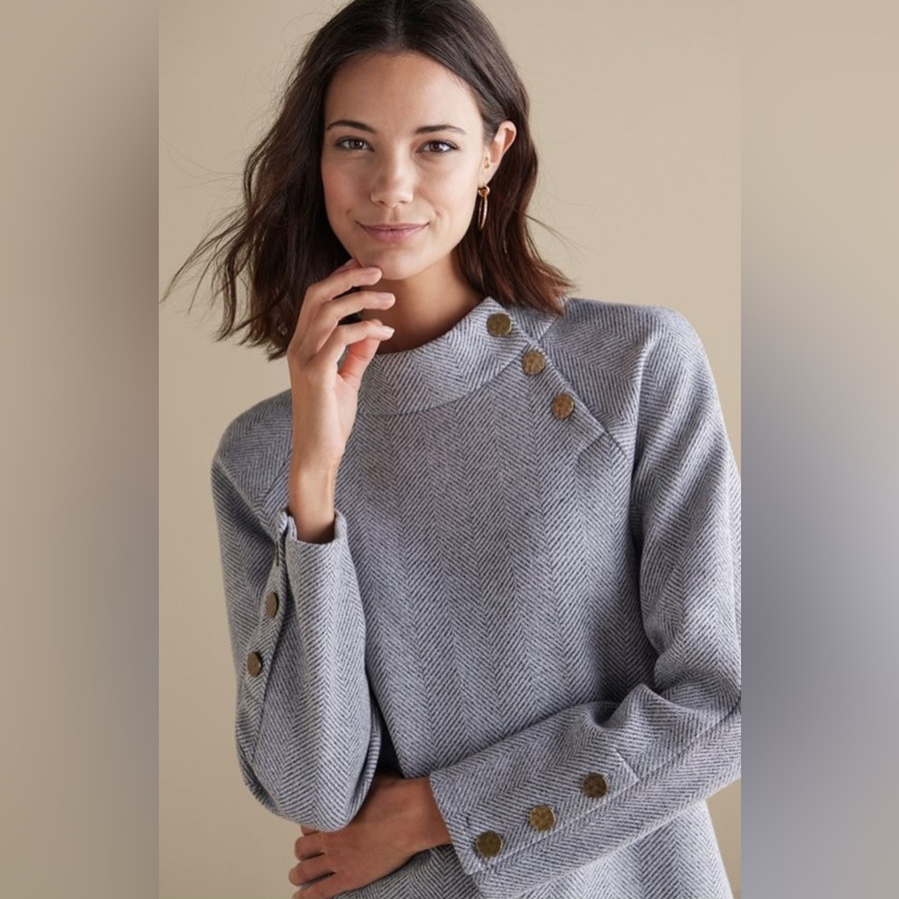 Soft Surroundings Grey Herringbone Brooke Tunic Women’s Size Medium Super Soft